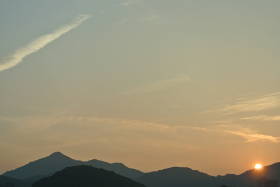 中国山地の夕日